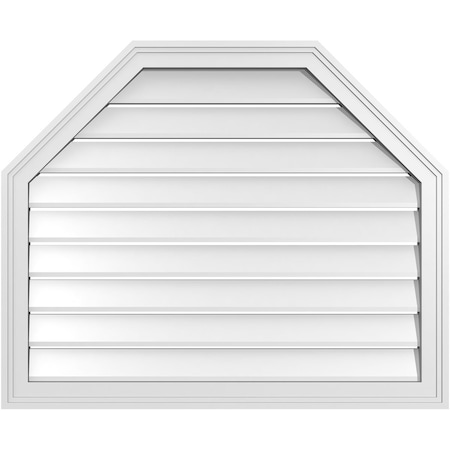 Ekena Millwork Octagonal Top Surface Mount PVC Gable Vent w/ 2"W x 1-1/2"P Brickmould Frame, 34"W x 28"H GVPOT34X2802SF